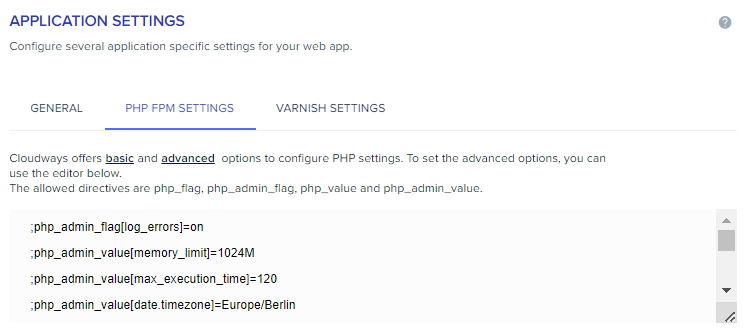 cloudways-application-settings